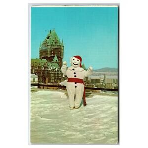 Bonhomme Carnaval Quebec City Postcard Château Frontenac Winter Snow Dexter